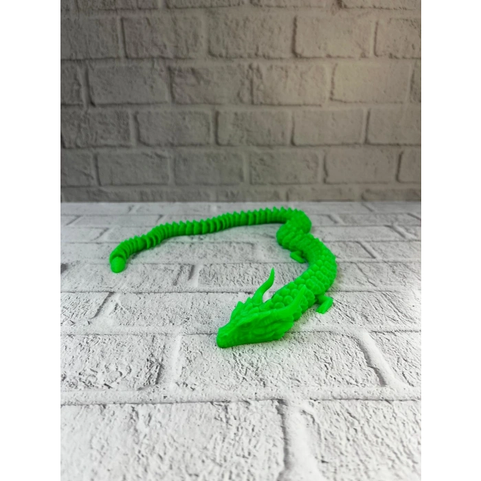 Nevamel® Yeşil Hareketli Ejderha Figürü Esnek Gövdeli Fantastik Dekor 60 cm