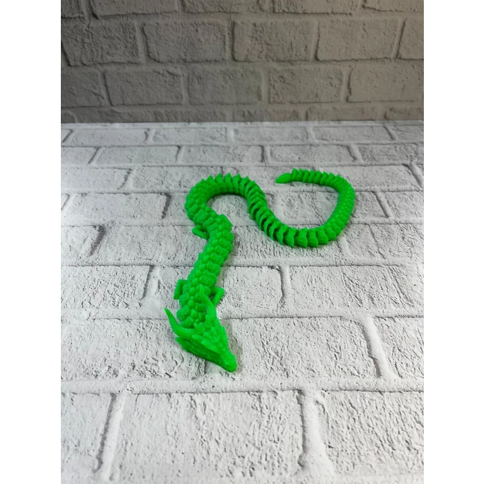 Nevamel® Yeşil Hareketli Ejderha Figürü Esnek Gövdeli Fantastik Dekor 60 cm