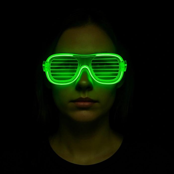 Nevamel Yeşil LED Işıklı Parti Gözlüğü – Neon 3 Modlu