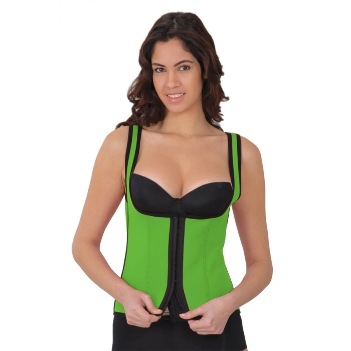 Nevamel® Yeşil Mi 9173 Terletici Agraflı Göğsü Açık Atlet Korse (Kod:9173)