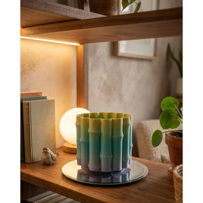 Nevamel® Yeşil Tonlu Dekoratif Vazo Modern Tasarım Salon Ofis Masa Üstü Aksesuar