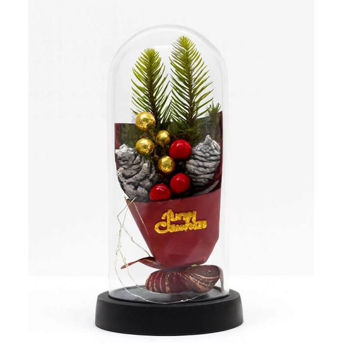 Nevamel® Yılbaşı Temalı Işıklı Dekoratif Cam Fanus - Model 3