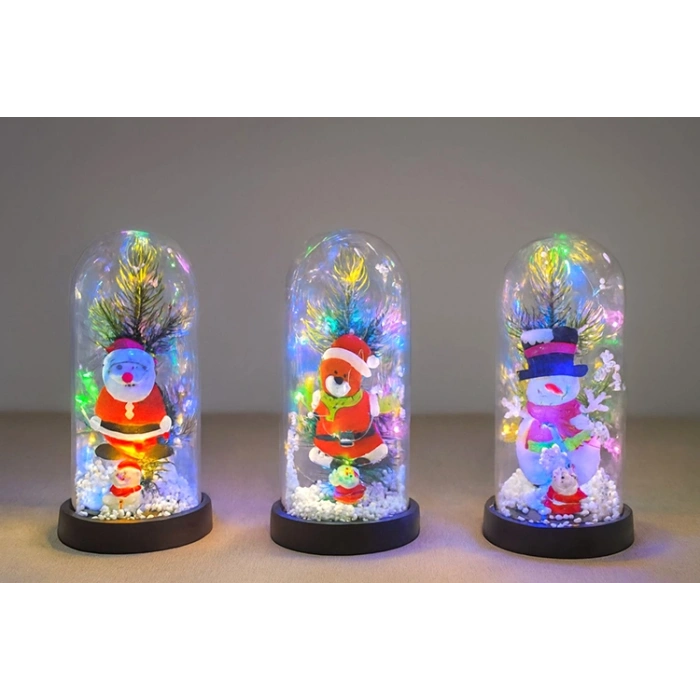 Nevamel® Yılbaşı Temalı Işıklı Dekoratif Cam Fanus - Model 8