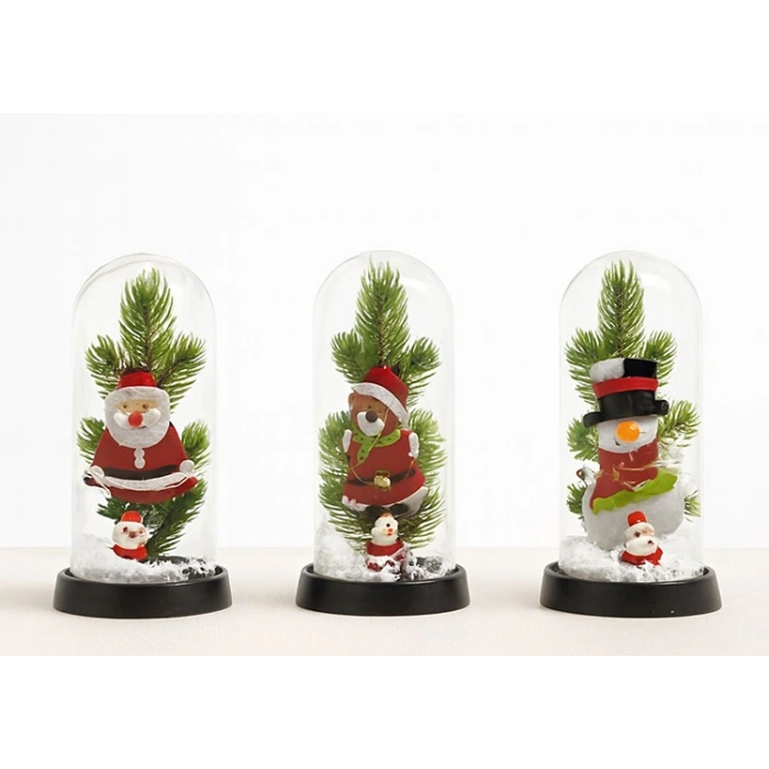 Nevamel® Yılbaşı Temalı Işıklı Dekoratif Cam Fanus - Model 8