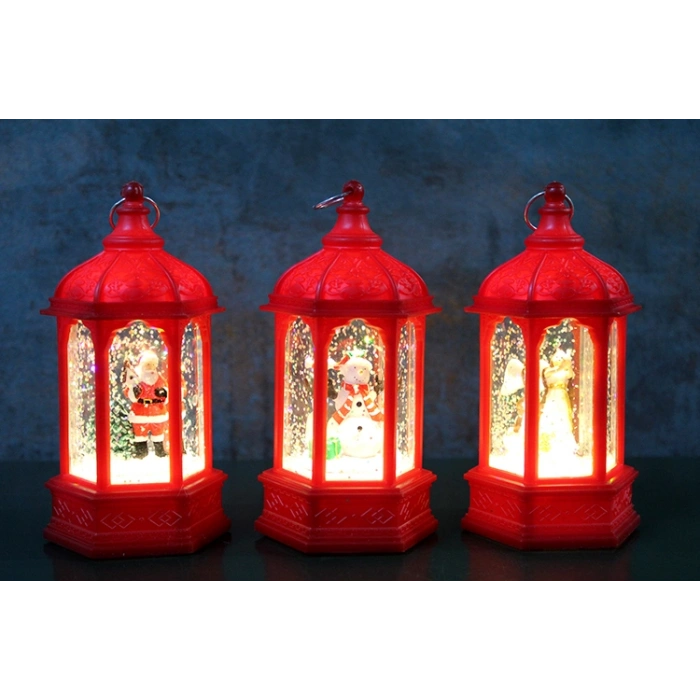 Nevamel® Yılbaşı Temalı Işıklı Kar Küresi Kırmızı Tasarım