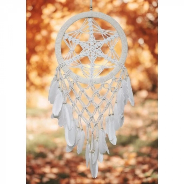 Nevamel Yıldız Motifli Ekru Renk Büyük Boy Düş Kapanı Duvar Dekoru