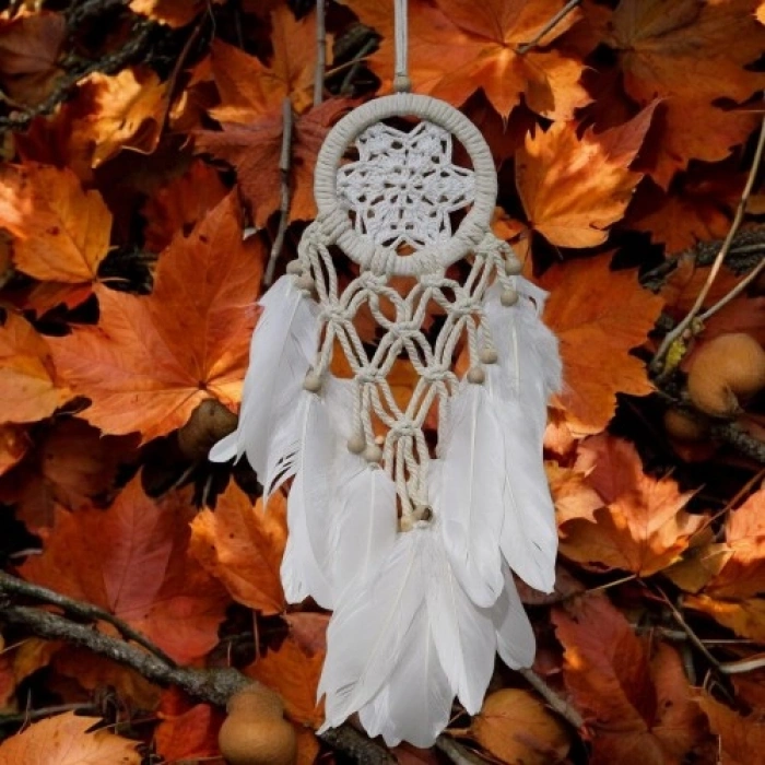 Nevamel Yıldız Motifli Ekru Renk Düş Kapanı Hediyelik Duvar Süsü