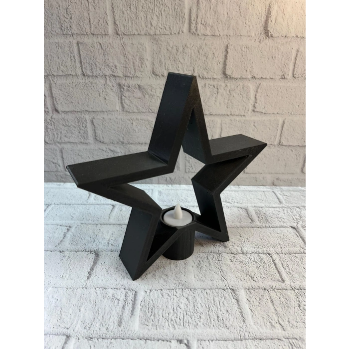 Nevamel® Yıldız Mumluk Siyah Modern Salon ve Raf Dekoru