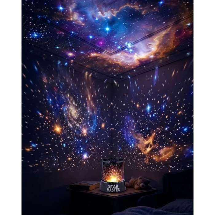 Nevamel® Yıldız Projeksiyon Gece Lambası Renkli Galaksi Işık Projektörü