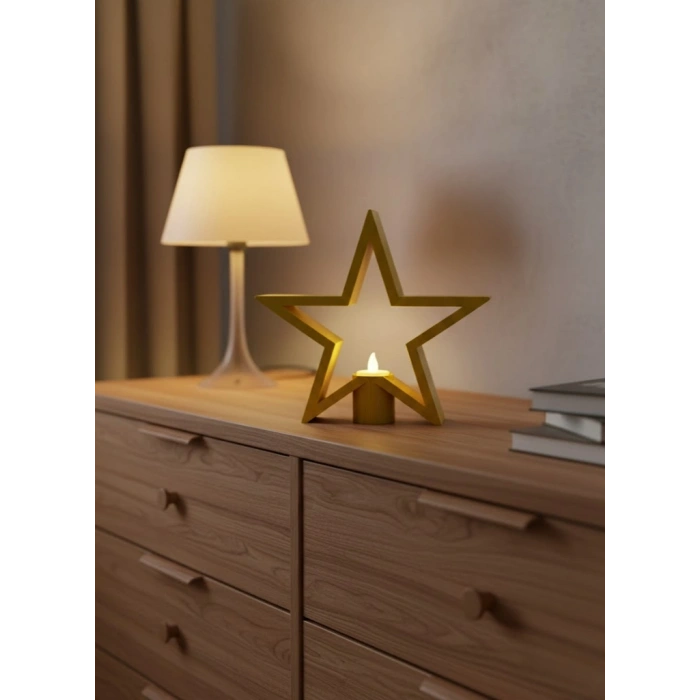 Nevamel® Yıldız Şeklinde Sarı Mumluk Loş Işık Ev Aksesuarı
