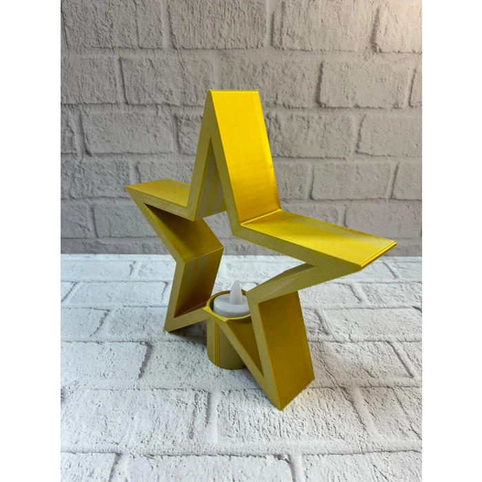 Nevamel® Yıldız Şeklinde Sarı Mumluk Loş Işık Ev Aksesuarı