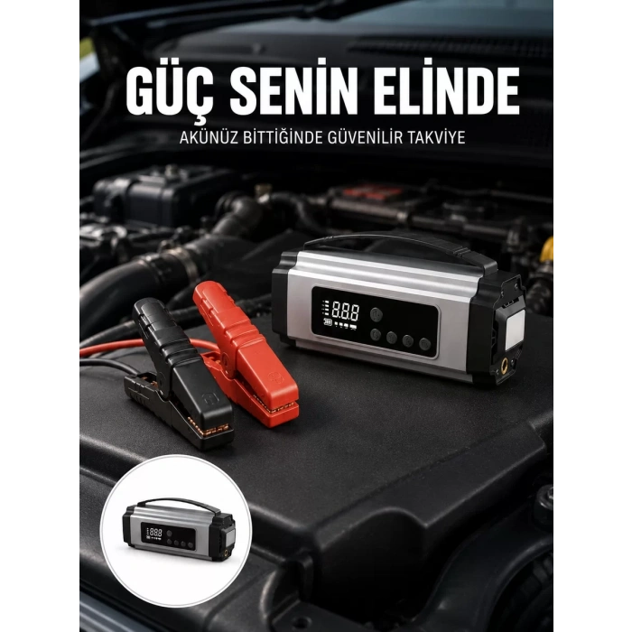 Nevamel® Yolda Kalmaya Son Dijital Ekranlı Akü Takviye ve Hava Kompresörü Çok Fonksiyonlu Acil Güç Ünitesi Yeni Nesil