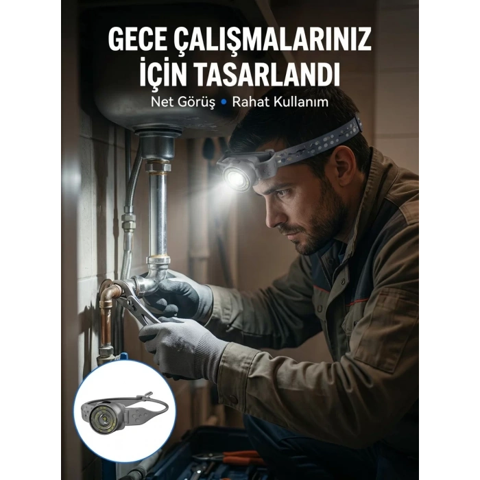 Nevamel® Yüksek Parlaklıklı LED Kafa Feneri Gece Çalışmaları İçin Yüksek Parlaklıklı