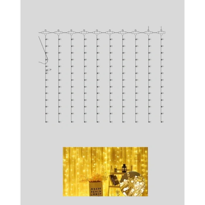 Nevamel® Zaman Ayarlı 8 Modlu Günışığı Perde Led Işık USB Çalışma