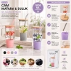 Nevamel® 1000 ml Cam Matara Kupa Bardak - Bambu Kapaklı - Silikon Kılıflı - Çelik Pipetli