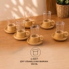 Nevamel® 12 Parça Çay Seti - Bambu Bardak Altığı - Çift Cidarlı Cam - 150 ml