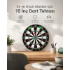 Nevamel® 15 İnç Büyük Boy Dart Tahtası Ev Oyun Seti 4 Adet Metal Uç Oklu