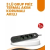 Nevamel 2 Metre Kablolu 3 USB Portlu Anahtarlı Üçlü Priz