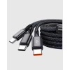 Nevamel® 3 Başlıklı Hızlı Şarj Kablosu Metal Alaşımlı Dayanıklı ve Akıllı Çipli