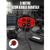 Nevamel® 3 Metre Kablolu 4’lü Kırmızı Priz Makara