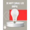 Nevamel® 30W Şarjlı LED Ampul E27 Duy %80 Enerji Tasarruflu Soğuk Beyaz