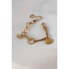 Nevamel® 316L Çelik Gold Renk 2li Zincir Model Zirkon Taş Detay Kadın Bileklik 5886