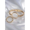 Nevamel® 316L Çelik Gold Renk Arpa İşleme Açılabilir Fanus Model Kadın Kelepçe 5886