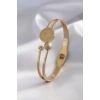 Nevamel® 316L Çelik Gold Renk Çeyrek Altın Zirkon Taş Detay Kadın Kelepçe 5886