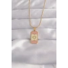 Nevamel® 316L Çelik Gold Renk Karışık Mineli Ay Figür Tarot Kolye 5886