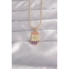 Nevamel® 316L Çelik Gold Renk Karışık Mineli Ay Figür Tarot Kolye 5886