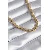 Nevamel® 316L Çelik Gold Renk Lazer Kesim Arpa Zincir Model Kadın Kolye 5886