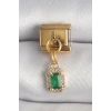 Nevamel® 316L Çelik Gold Renk Sallantı Kare Yeşil Zirkon Taşlı Nomination Charm 5886