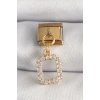 Nevamel® 316L Çelik Gold Renk Sallantı Kare Zirkon Taşlı Nomination Charm 5886