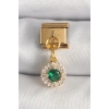 Nevamel® 316L Çelik Gold Renk Sallantı Yeşil Zirkon Taşlı Nomination Charm 5886