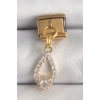 Nevamel® 316L Çelik Gold Renk Sallantı Zirkon Taşlı Damla Model Nomination Charm 5886