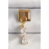Nevamel® 316L Çelik Gold Renk Sallantı Zirkon Taşlı Kurdele Model Nomination Charm 5886