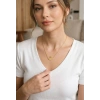 Nevamel® 316L Çelik Gold Renk Zincir Kuğu Model Kadın Kolye 5886