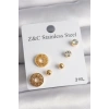Nevamel® 316L Çelik Gold Renk Zirkon Taşı Labirent Model Kadın Küpe Seti 5886
