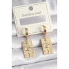 Nevamel® 316L Çelik Gold Renk Zirkon Taşlı Göz İşleme Detay Plaka Model Kadın Küpe 5886