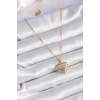 Nevamel® 316L Çelik Gold Renk Zirkon Taşlı Kalp Model Vintage Kadın Kolye 5886