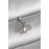 Nevamel® 316L Çelik Gümüş Renk Pembe Mineli Kalp Zirkon Taş Detay Tragus Piercing 5886