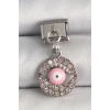 Nevamel® 316L Çelik Gümüş Renk Sallantı Zirkon Taşlı Pembe Göz Model Nomination Charm 5886