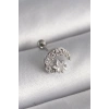 Nevamel® 316L Çelik Gümüş Renk Zirkon Taşlı Ay Yıldız Tragus Piercing 5886