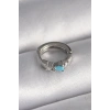 Nevamel® 316L Çelik Gümüş Renk Zirkon Taşlı Mavi Boncuk Detay Tragus Piercing 5886