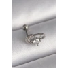 Nevamel® 316L Çelik Gümüş Renk Zirkon Taşlı Toplu İğne Tragus Piercing 5886