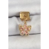 Nevamel® 316L Çelik Sallantılı Zirkon Taşlı Çiçek Figürlü Kelebek Model Gold Renk Nomination Charm 5886
