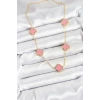 Nevamel® 316L Çelik Zincir Gold Pembe Renk Yonca Kadın Kolye 5886
