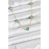 Nevamel® 316L Çelik Zincir Gold Renk Buz Mavisi Baby Boy Yonca Kadın Kolye 5886