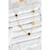 Nevamel® 316L Çelik Zincir Gold Renk Siyah ve Zirkon Taşlı Baby Boy Yonca Kadın Kolye 5886