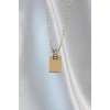 Nevamel® 316L Çelik Zincir Gold Renk Zirkon Taşlı Aşk Mektubu Kolye 5886